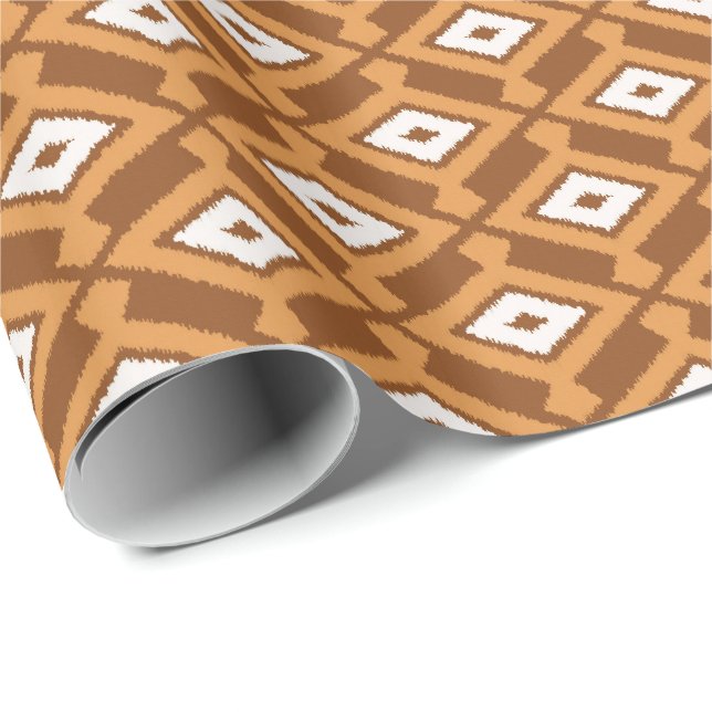 Ikat Pattern - Brown, Rust and Cream Wrapping Paper (Roll Corner)