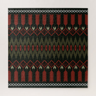 Ikat Pattern: Geometric Ethnic Ornament Jigsaw Puzzle