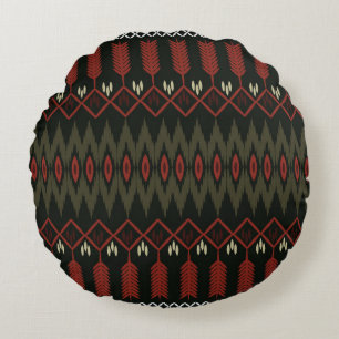 Ikat Pattern: Geometric Ethnic Ornament Round Cushion