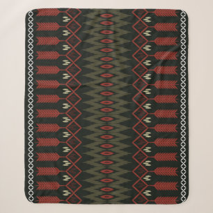 Ikat Pattern: Geometric Ethnic Ornament Sherpa Blanket