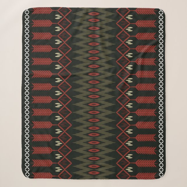 Ikat Pattern: Geometric Ethnic Ornament Sherpa Blanket (Front)