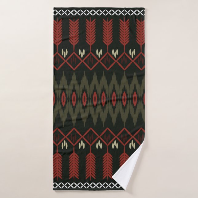 ikat Pattern. Geometric seamless ornament. Ethnic  Bath Towel (Bath Towel)