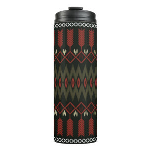 ikat Pattern. Geometric seamless ornament. Ethnic Thermal Tumbler