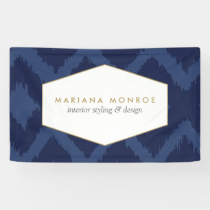 Ikat Pattern in Blue Designer Banner
