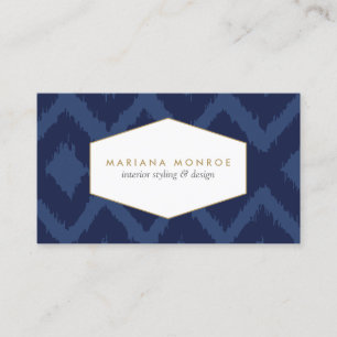 Ikat Pattern in Blue Designer Business Card