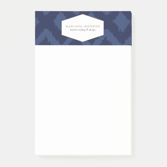 Ikat Pattern in Blue Designer Post-it Notes (Front)