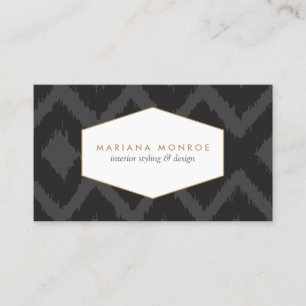 Ikat Pattern in Dark Grey Designer Business Card