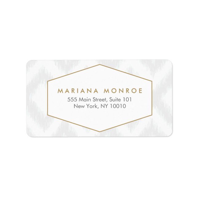 Ikat Pattern in Grey Designer Address Label (Front)
