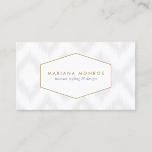 Ikat Pattern in Grey/White Designer Business Card