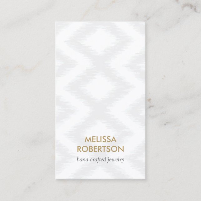 Ikat Pattern in Light Grey for Jewellery Design Business Card (Front)