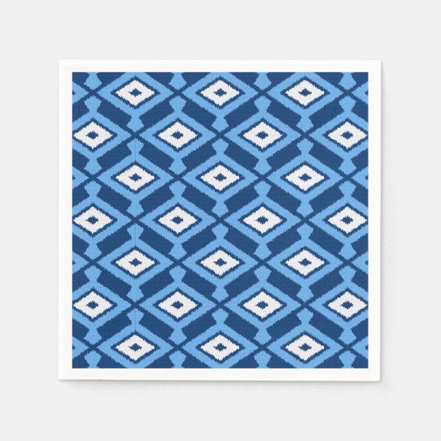 Ikat Pattern - Indigo and Denim Blue Napkin (Front)