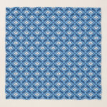 Ikat Pattern, Indigo and Denim Blue Scarf<br><div class="desc">Square scarf in a Navajo tribal pattern with a striated,  Ikat woven texture - Denim blue and creamy white pattern on a dark indigo / navy blue background</div>