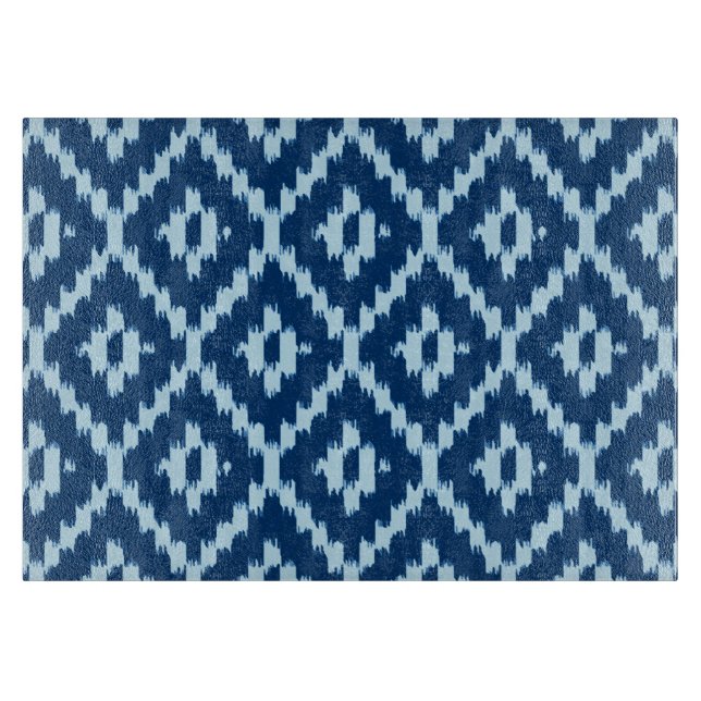 Ikat pattern - Indigo and pale ice blue Cutting Board (Front)
