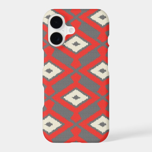 Ikat Pattern - Red, Grey and Beige (Back)