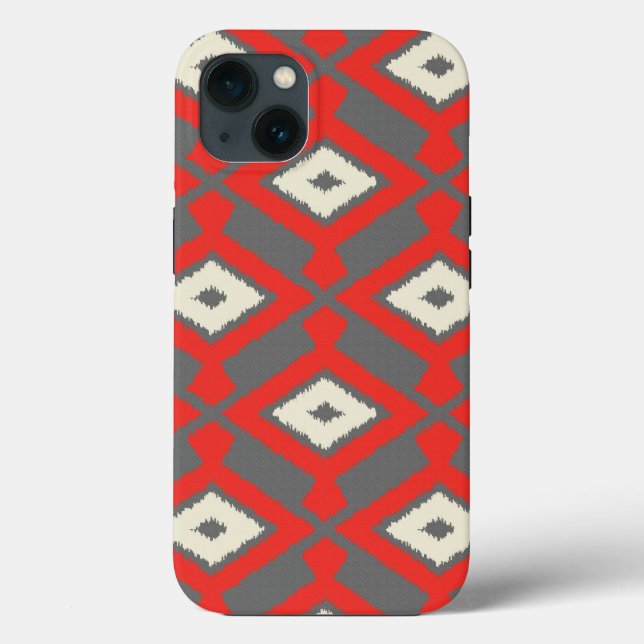 Ikat Pattern - Red, Grey and Beige Case-Mate iPhone Case (Back)
