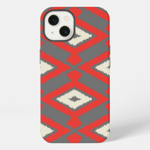 Ikat Pattern - Red, Grey and Beige iPhone 13 Case