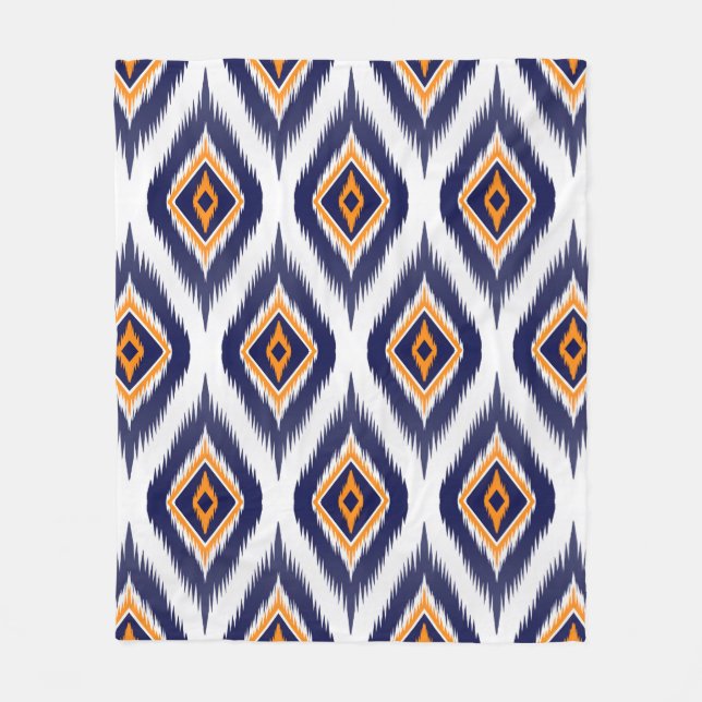 Ikat pattern textile fabric ethnic tribal motif ma fleece blanket (Front)
