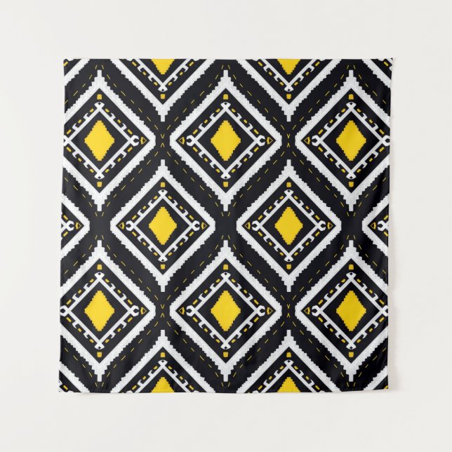 Ikat patterns ethnic tribal textile American Afric Tapestry (Front)