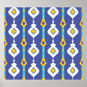Ikat, seamless ethnic pattern. poster