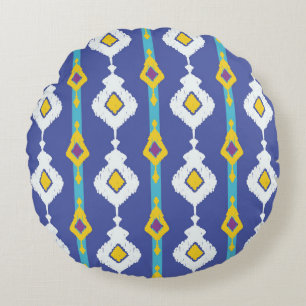 Ikat, seamless ethnic pattern. round cushion