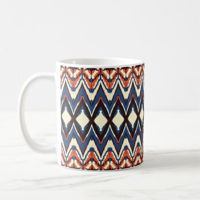 Ikat seamless pattern. tie dye shibori print with  coffee mug (Left)