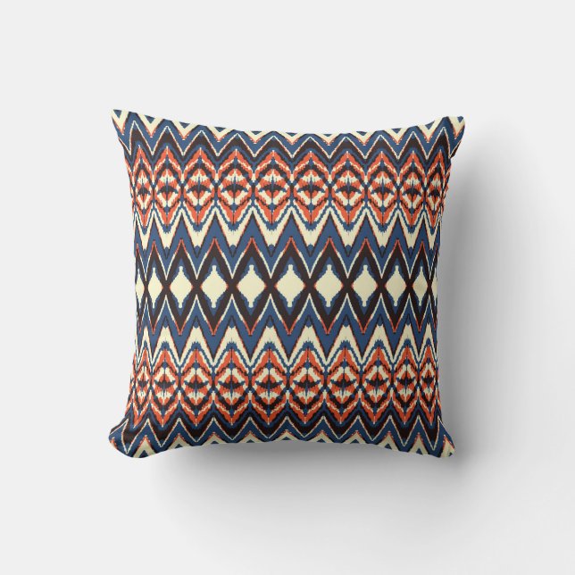 Ikat seamless pattern. tie dye shibori print with  cushion (Front)