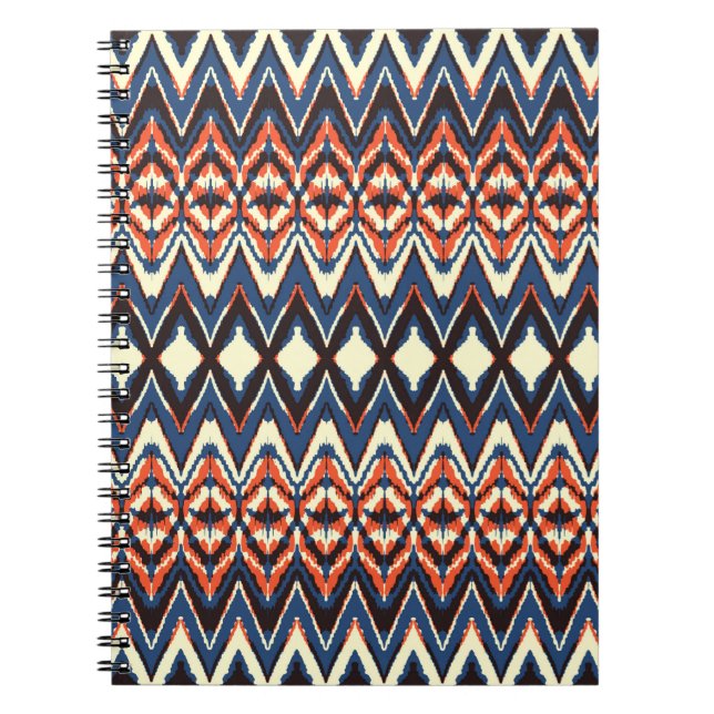 Ikat seamless pattern. tie dye shibori print with  notebook (Front)