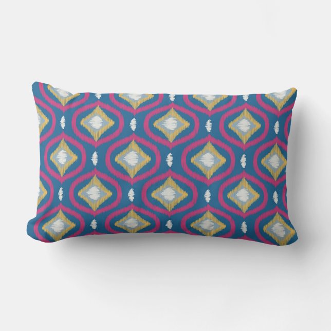Ikat Series Ogee Light Blue Lumbar Cushion (Front)