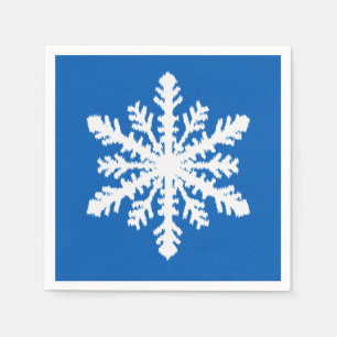 Ikat Snowflake 1 of 4 - Cobalt blue and white Napkin