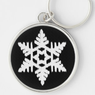 Ikat Snowflake - Black and white Key Ring