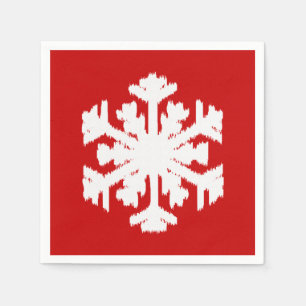 Ikat Snowflake - Dark red and white Napkin