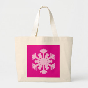 Ikat Snowflake - Fuchsia and ice pink Large Tote Bag