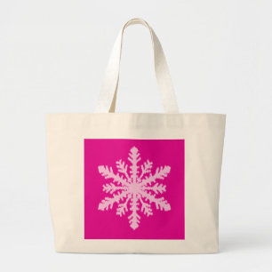 Ikat Snowflake - Fuchsia and ice pink Large Tote Bag