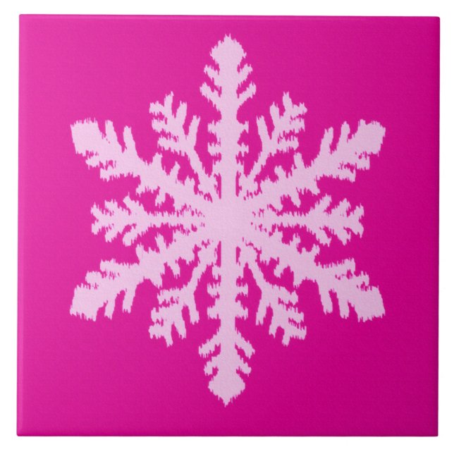 Ikat Snowflake - Fuchsia and ice pink Tile (Front)