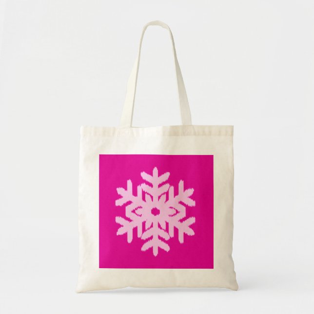 Ikat Snowflake - Fuchsia and ice pink Tote Bag (Front)