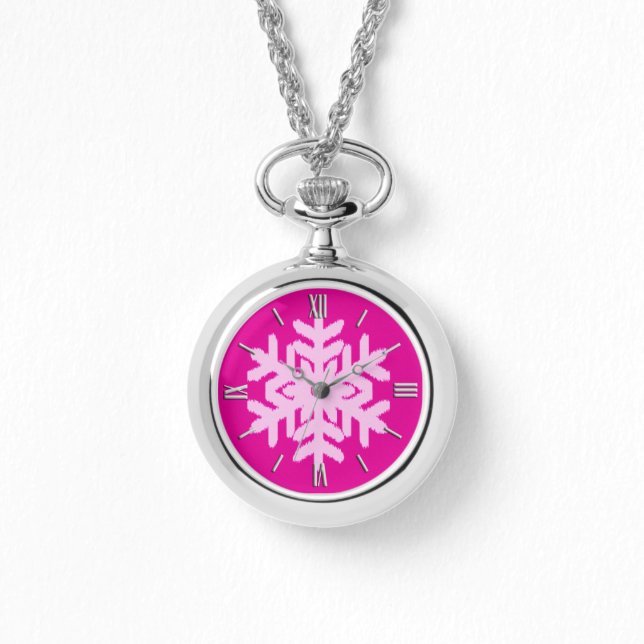 Ikat Snowflake - Fuchsia and ice pink Watch (Front)