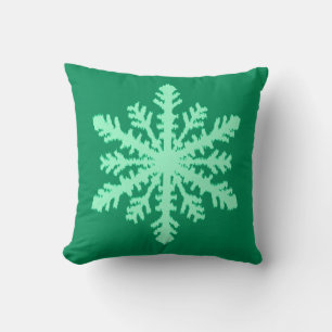 Ikat Snowflake - Pine and mint green Cushion
