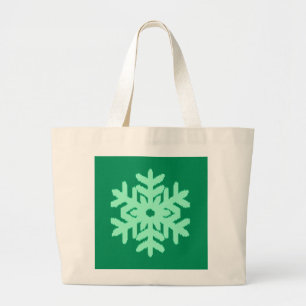 Ikat Snowflake - Pine and mint green Large Tote Bag