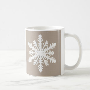 Ikat Snowflake - Taupe tan and white Coffee Mug