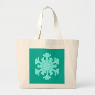 Ikat Snowflake - Turquoise and aqua Large Tote Bag
