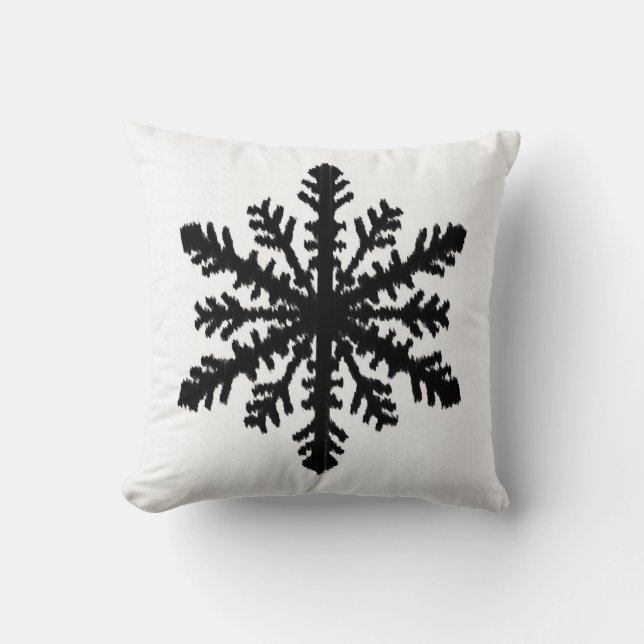 Ikat Snowflake - White and black Cushion (Front)