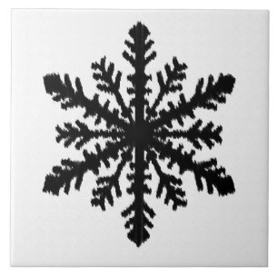 Ikat Snowflake - White and black Tile