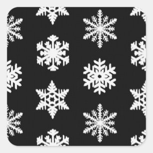 Ikat Snowflakes - Black and white Square Sticker