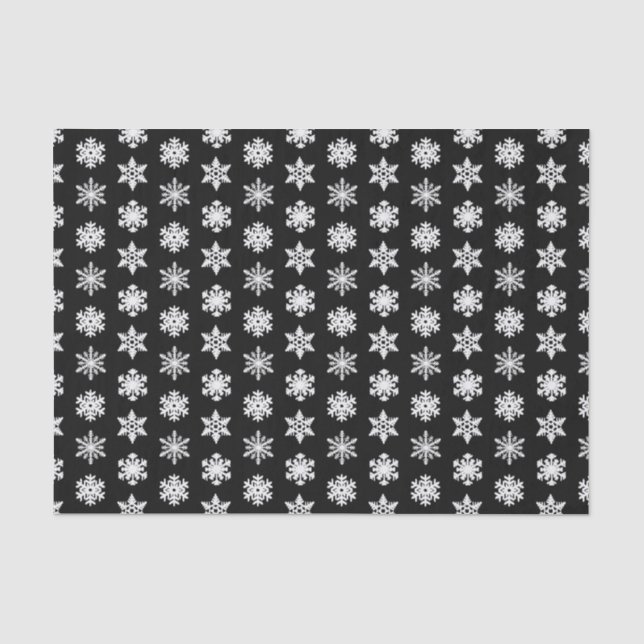Ikat Snowflakes - Black and white Tissue Paper (Front)