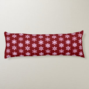 Ikat Snowflakes - Burgundy Wine and Pink Body Cushion