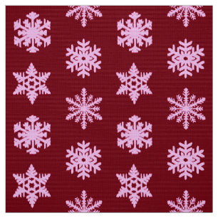 Ikat Snowflakes - Burgundy Wine and Pink Fabric