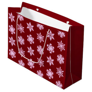 Ikat Snowflakes - Burgundy Wine and Pink Large Gift Bag