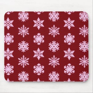 Ikat Snowflakes - Burgundy Wine and Pink Mouse Pad