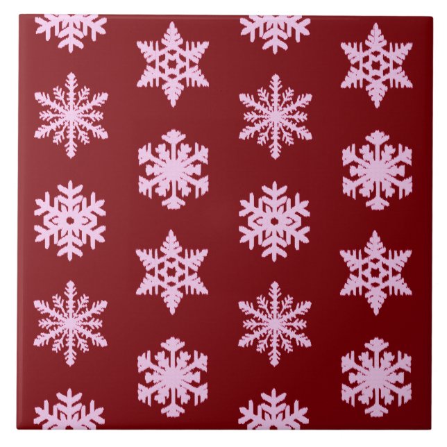 Ikat Snowflakes - Burgundy Wine and Pink Tile (Front)