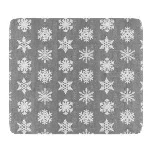 Ikat Snowflakes - Charcoal Grey and White Cutting Board